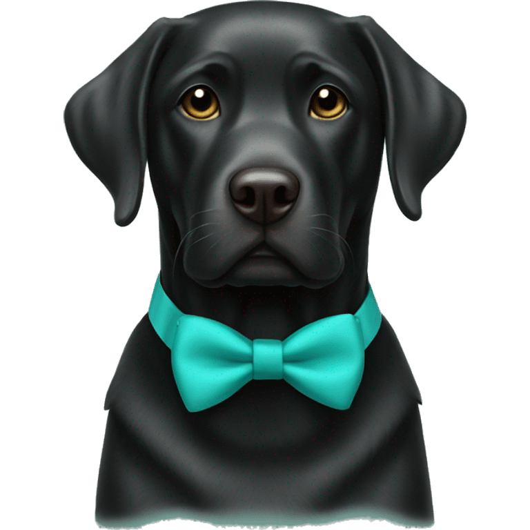 Black Labrador with turquoise bow tie emoji