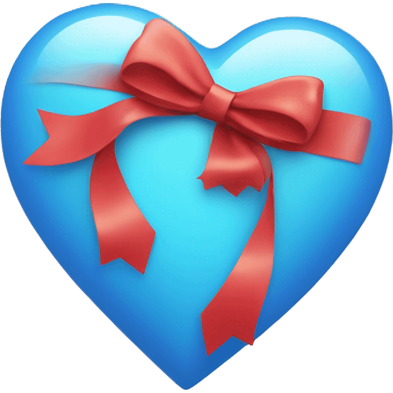 Bright blue heart with bow emoji