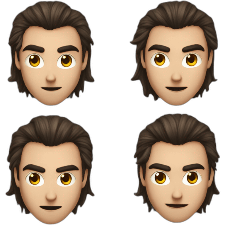 Un jeune homme qui sourit avec des dant de  vampire, les cheveux locks teinture de cheveux, les yeux, caca rosde avec des étoiles. emoji