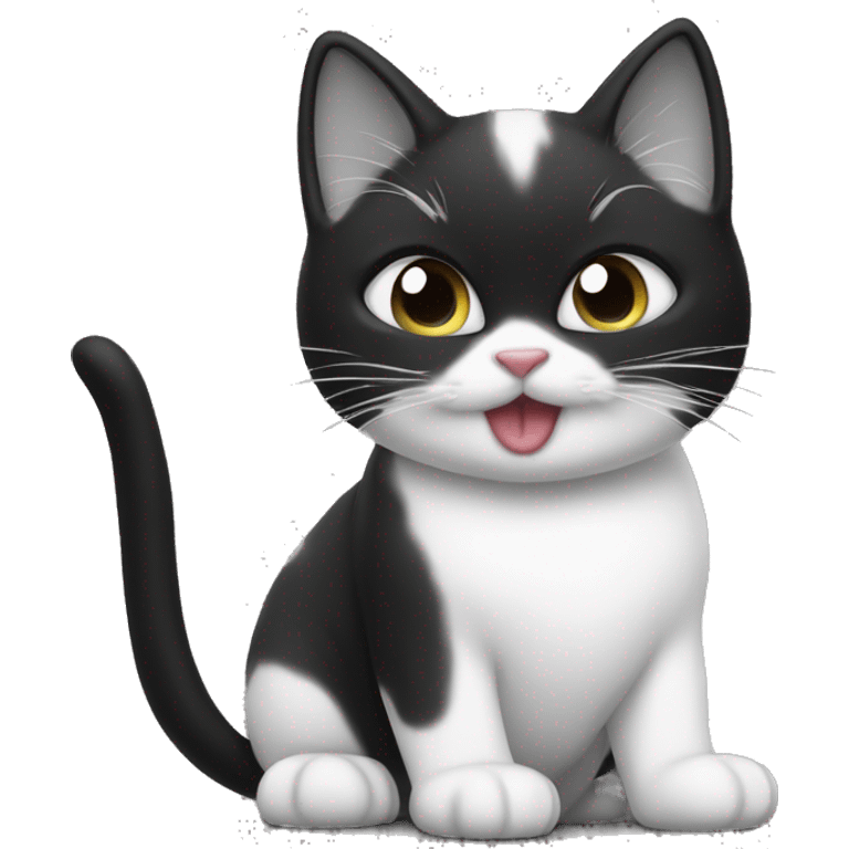 Cute cat sending kisses black and white Tuxie  emoji