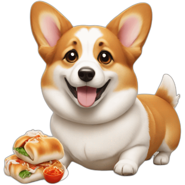 Corgi eating momos emoji