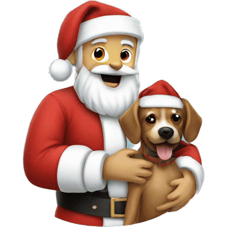 Santa holding dog emoji