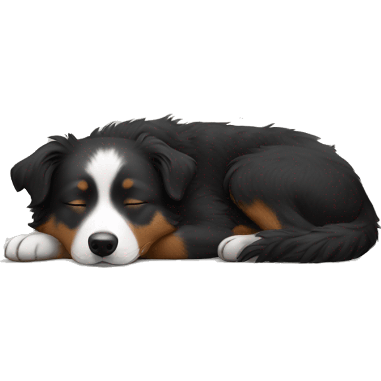 Small black australian shepherd dog sleeping  emoji