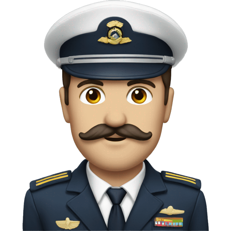 Brunette pilot captain mustache  emoji