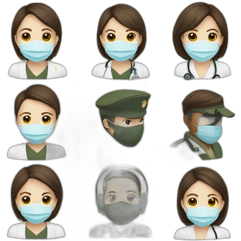 a military Head Portraits in a Medical masks emoji