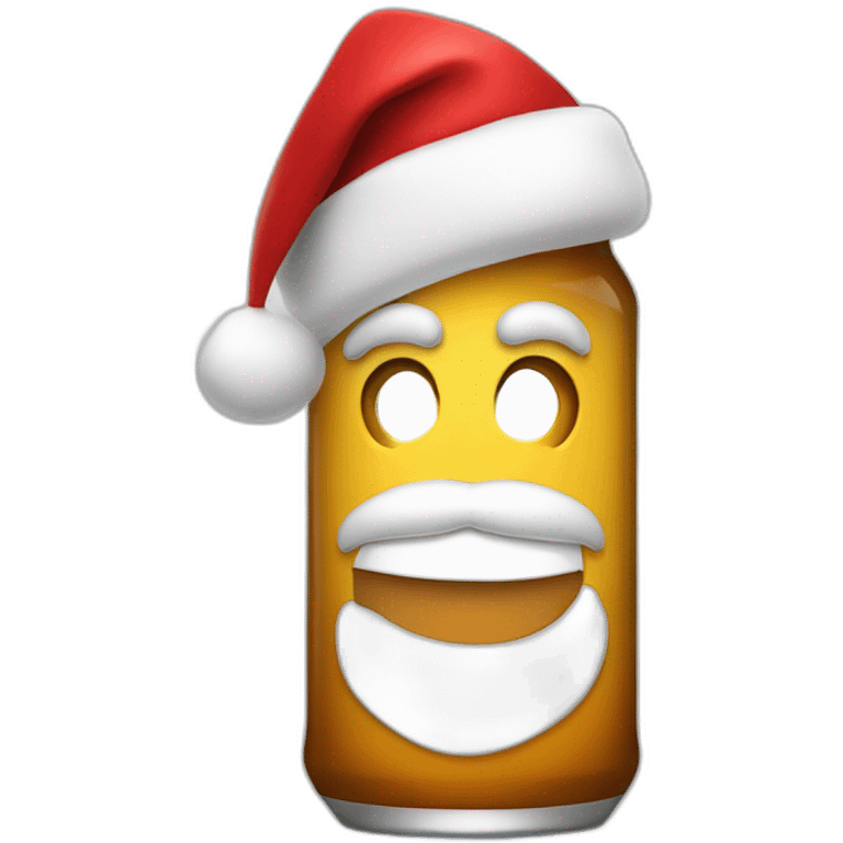 Bottle of beer with a santa hat emoji