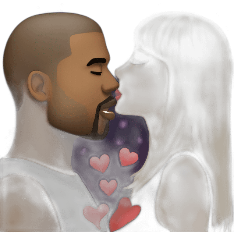 taylor swift and kanye west romantically kissing emoji