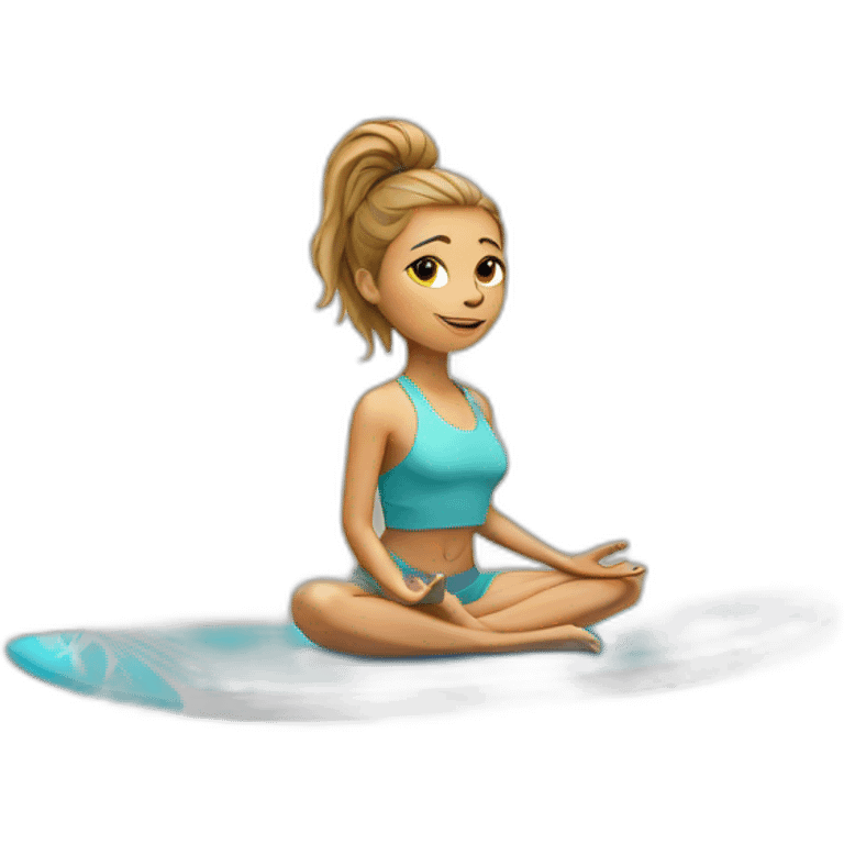 Yoga girl on surfboard emoji