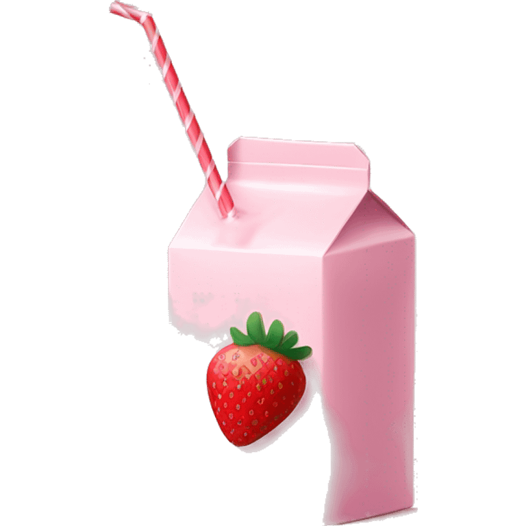 strawberry milk box with straw  emoji