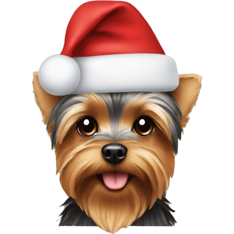 yorkie wearing christmas hat emoji