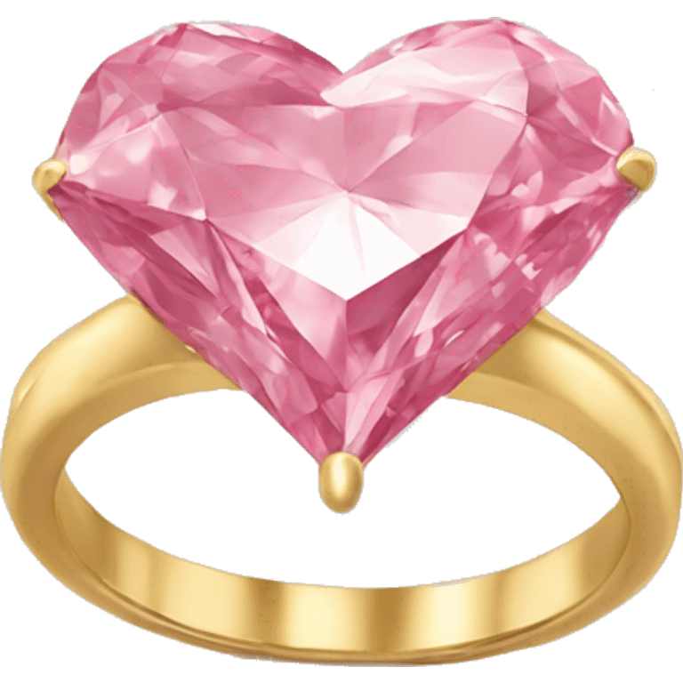 Pink heart shaped diamond on gold ring emoji