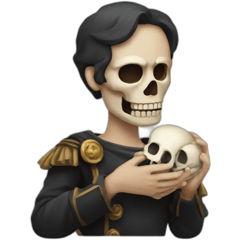 Hamlet with skull on hand emoji