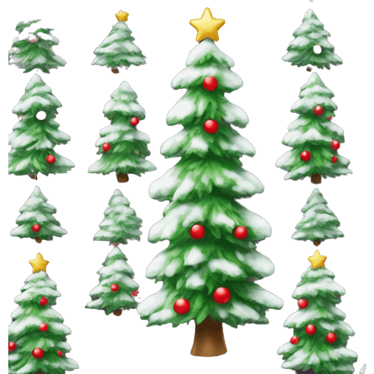 Christmas Tree with snow and red bows  emoji