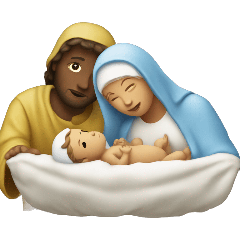 Baby Jesus in a manger with Mary emoji