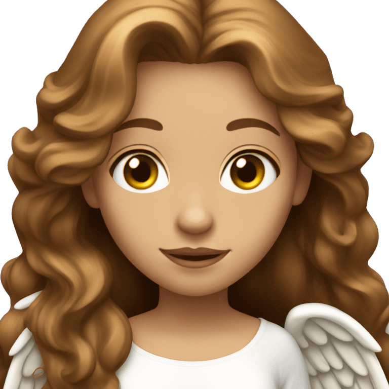 a female angel with long brown hair and hazel green eyes emoji