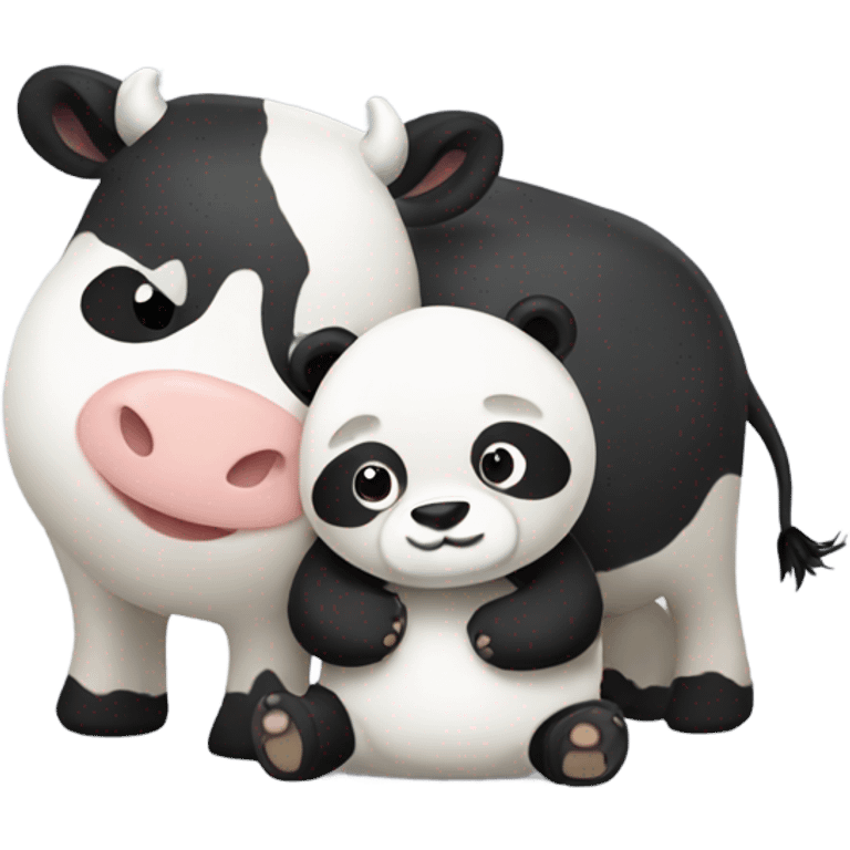 panda hugging a cow emoji