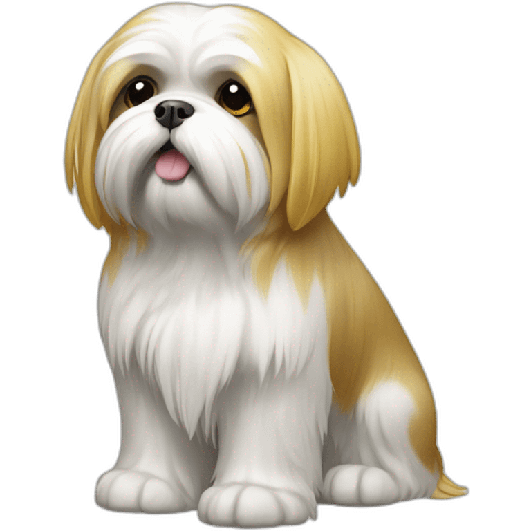 Lhasa apso dog White and yellow emoji