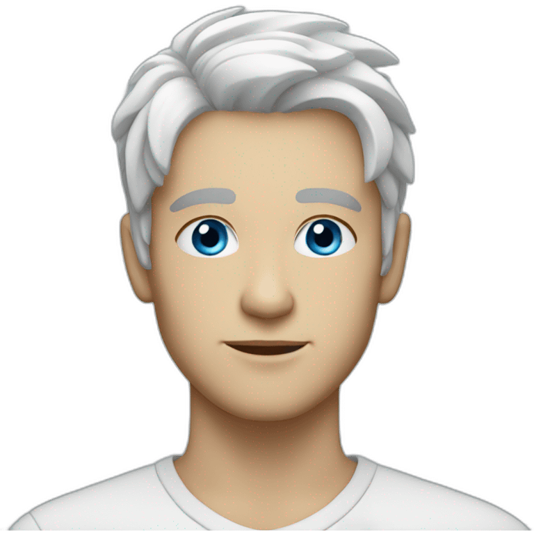 Young Man with white hair and blue eyes emoji