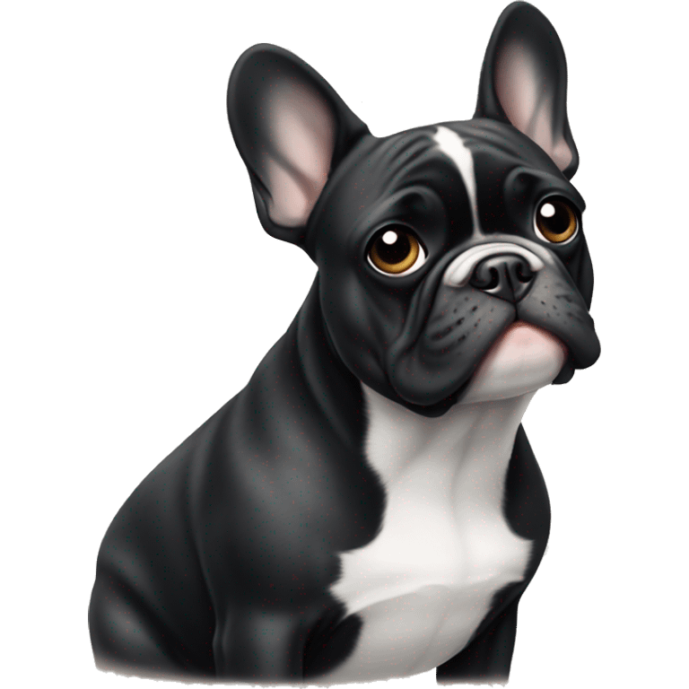 black and white frenchie  emoji