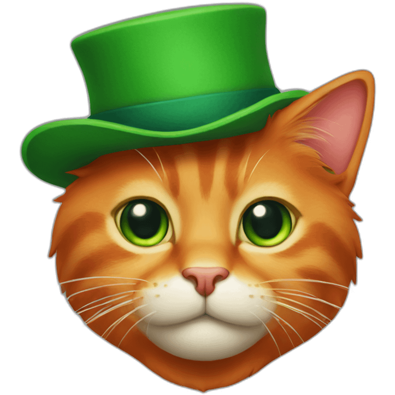 A red cat with a green hat and a staff emoji