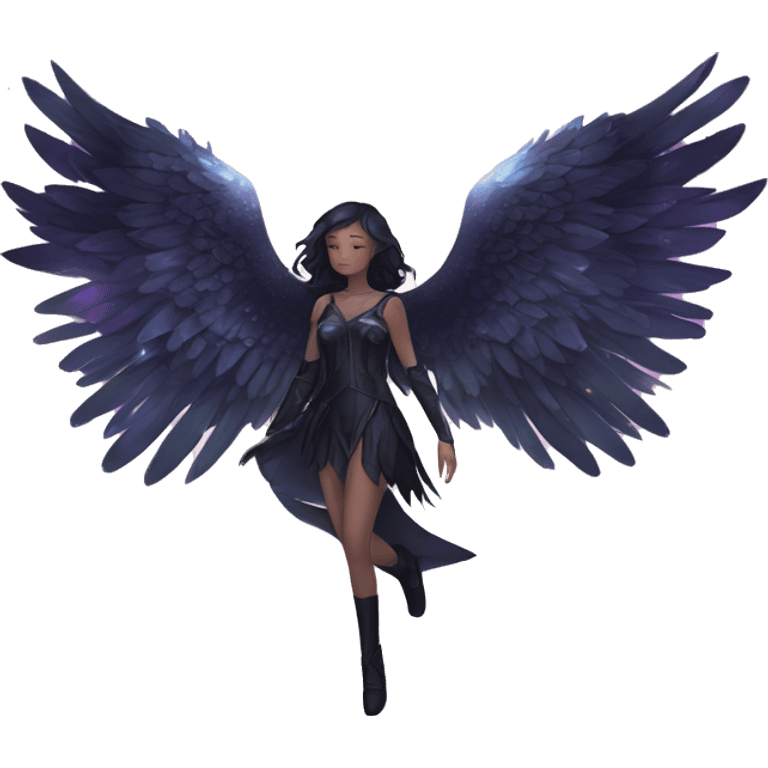 Ethereal galaxy constellation girl angel raven wings black wings arrow emoji