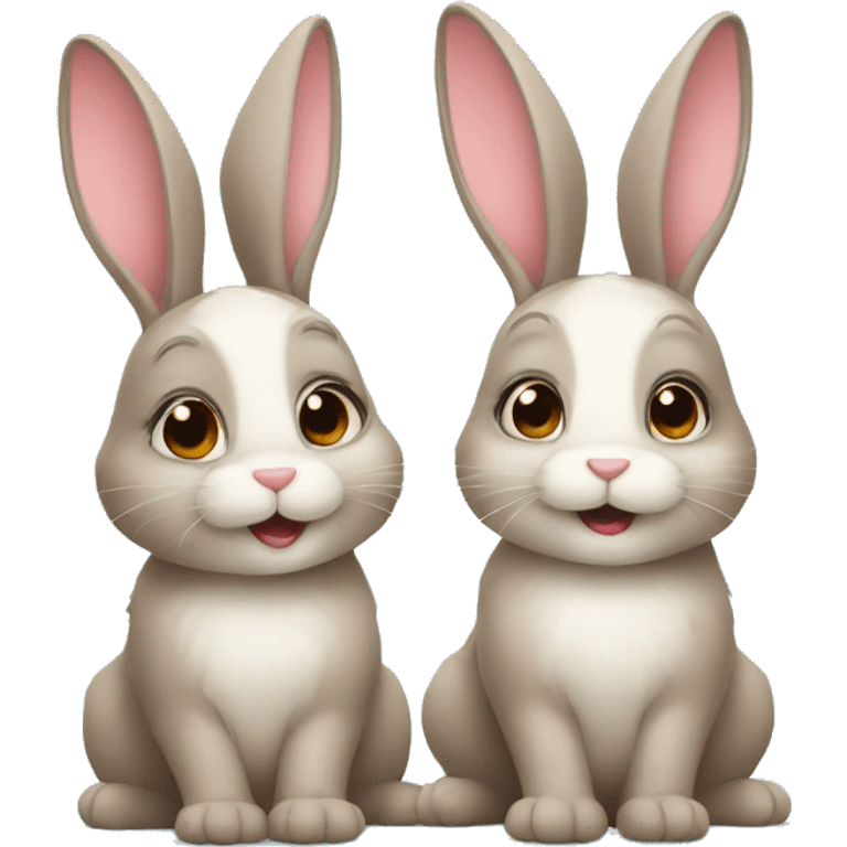 Two cute bunnies emoji