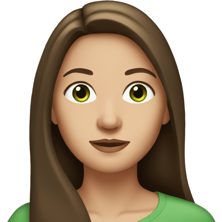 Woman with straight Long Brown hair and Green eyes  emoji