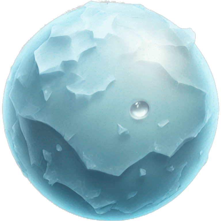 a planet, small, icy and with a rocky surface and a heart-shaped icy region of creamy white light color emoji