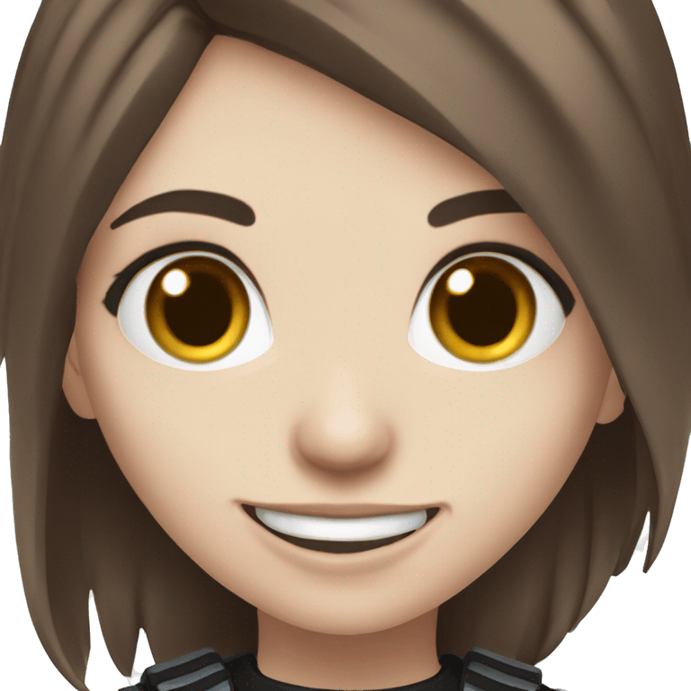 happy Goth gamer girl with blue eyes, and brown hair emoji