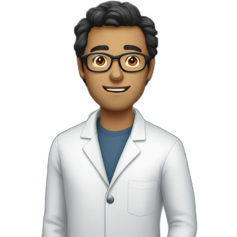 White man dark hair wearing glasses in a chemistry lab  emoji