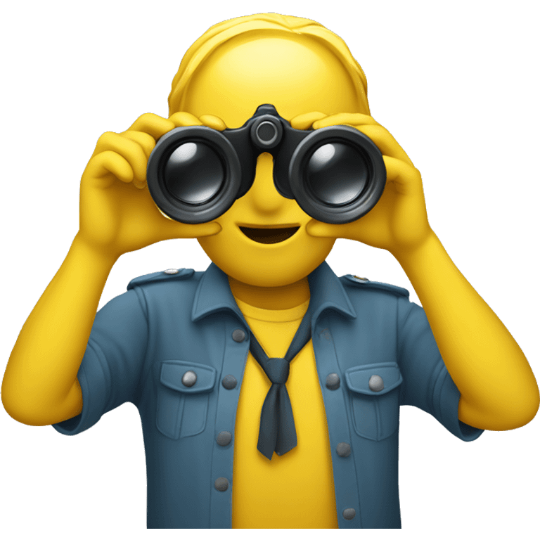 yellow emoji with hands holding a pair of binoculars to its fa emoji