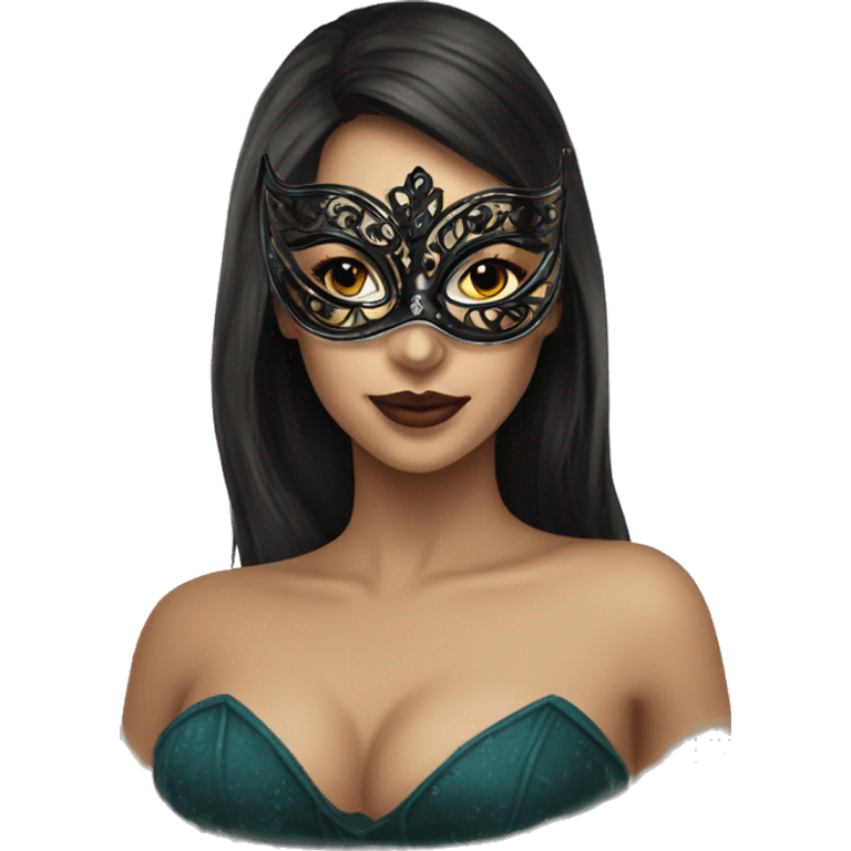 Masquerade beautiful brunette in a mask emoji