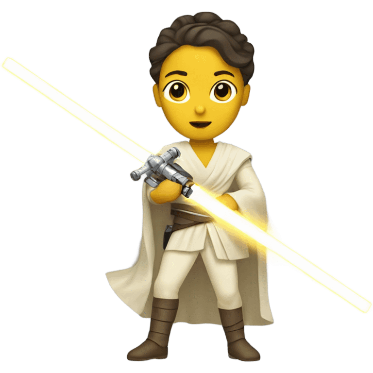 rey skywalker holding a yellow lightsaber emoji