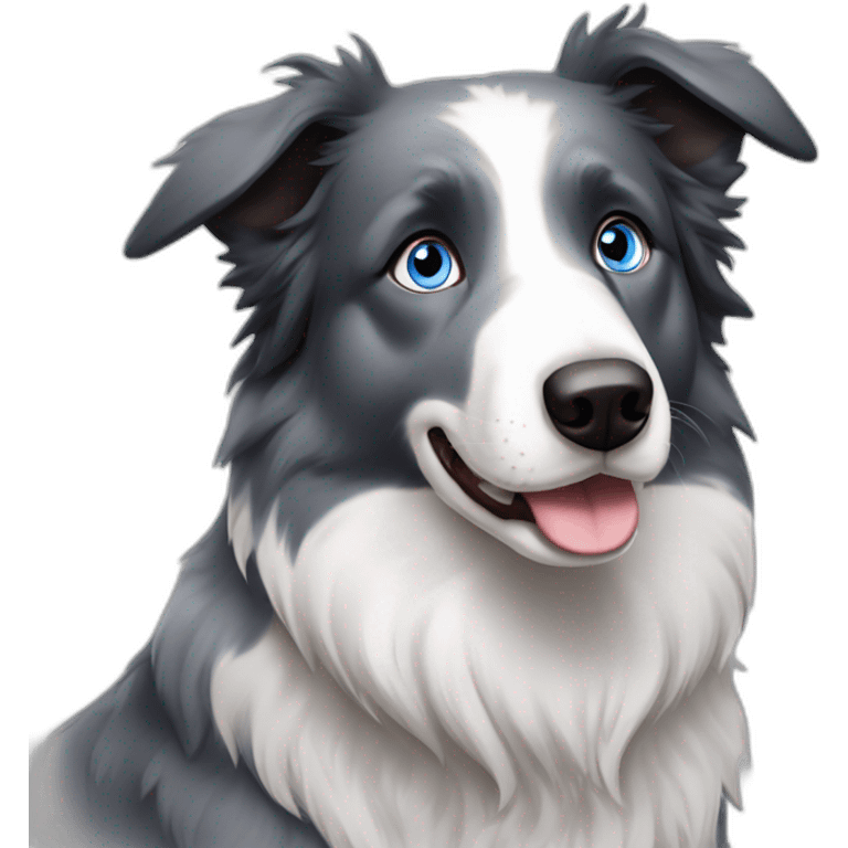 Blue eyes gray colour Border collie emoji