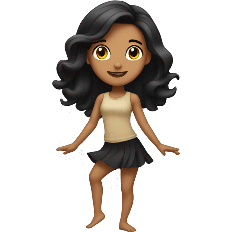 tan girl with long black hair, dancing emoji