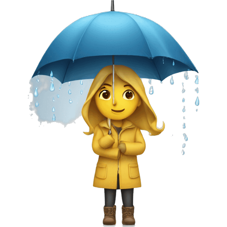 girl with umbrella while raining emoji