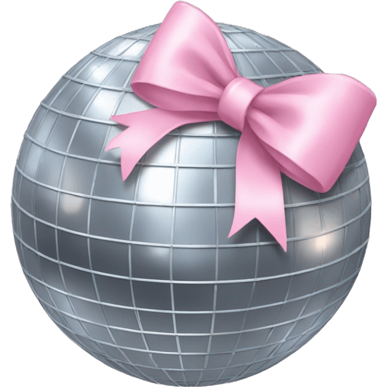 Disco ball with a light pink bow  emoji