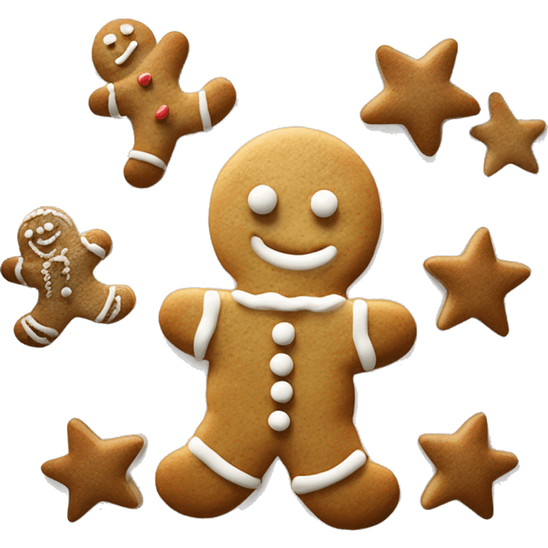 Flat Realistic cookie dough rolled out and sprinkled with flour and gingerbread man cookie cutters pushed down into the dough  emoji