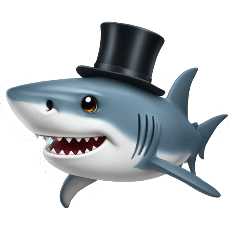 Shark with a top hat emoji