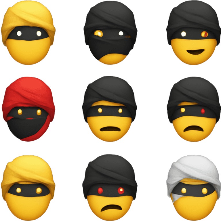 generate 1 emoji like a ninja style: colors black, red, yellow from top to bottom emoji