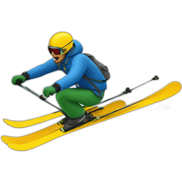 Man skiing over a bottle of buckfast emoji