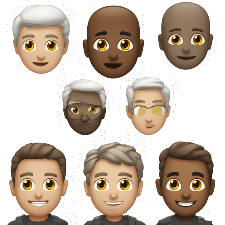 Grisalho, olhos castanhos, branco emoji