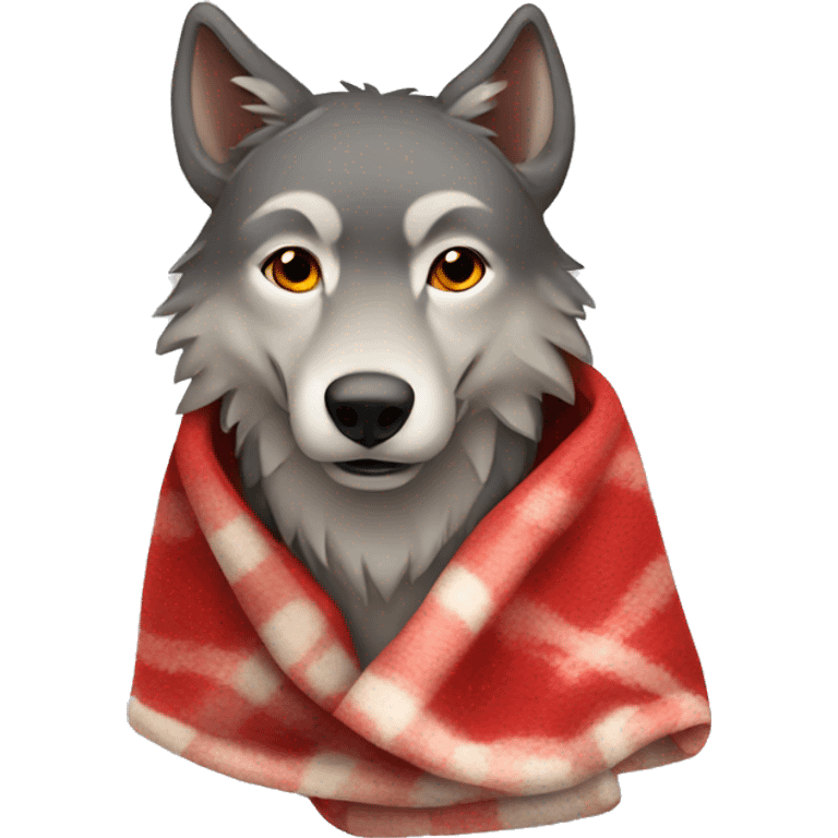 wolf in red blanket  emoji