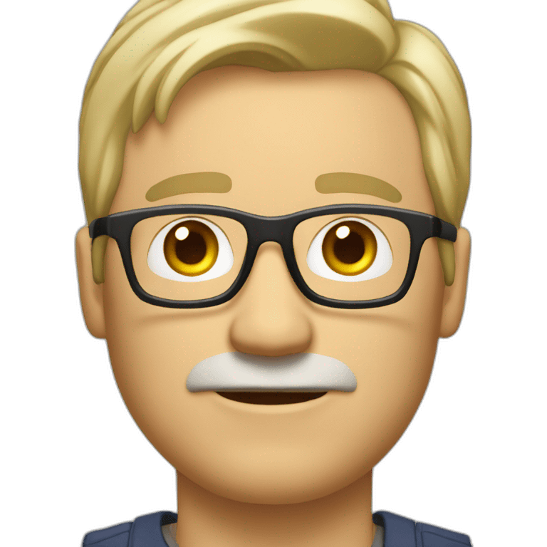 unshaved middle age guy with short blond hair wearing glasses and earphones emoji