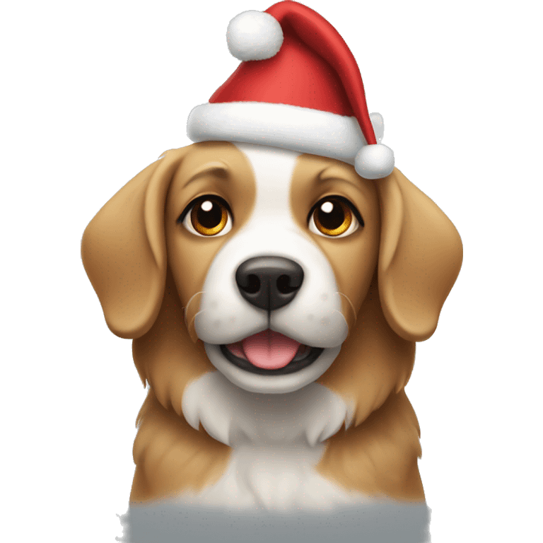 Dog with a Christmas hat and wings emoji