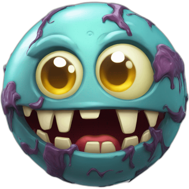 3d sphere with a cartoon sincere conduit Zombie skin texture with feminine eyes emoji