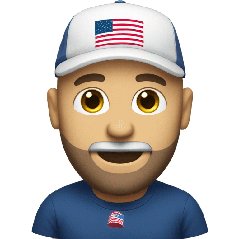 Bald guy with beard wearing a make America great again hat emoji