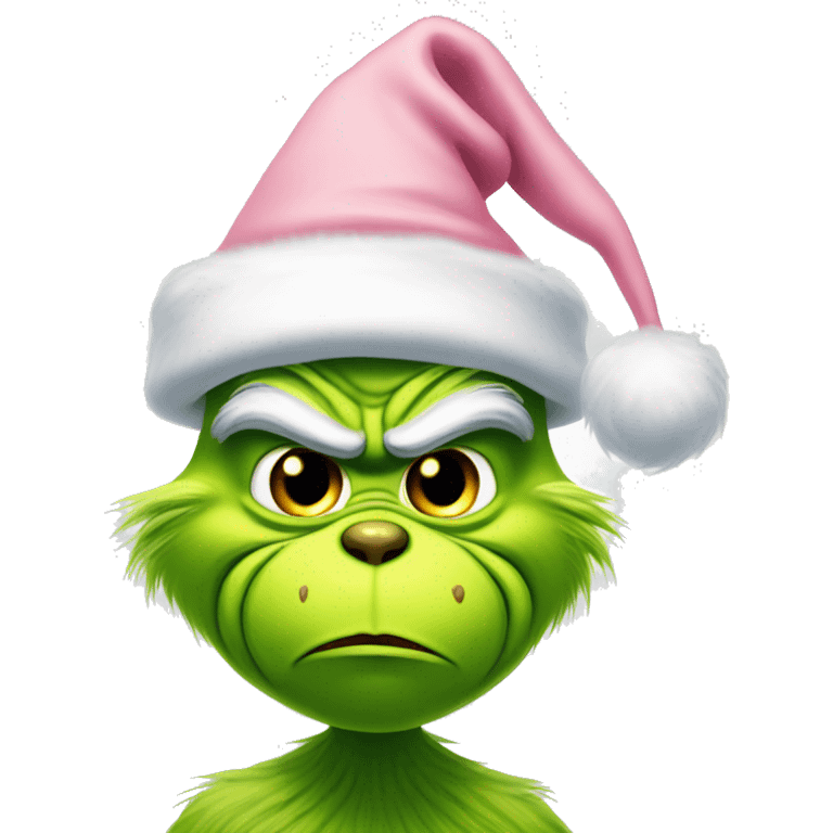 Grinch with a light pink santa hat emoji