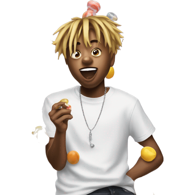 Juice wrld throwing candy in his mouth emoji