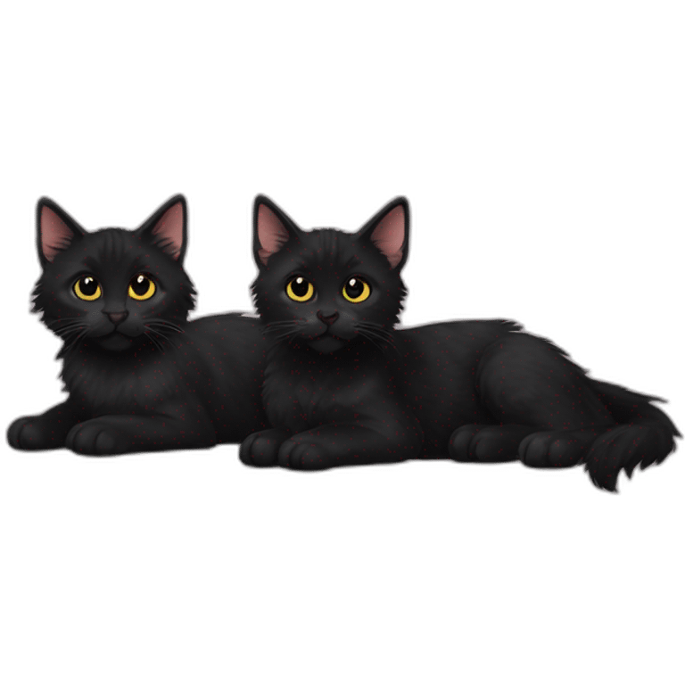 black maine coon kitten and black shorthair cat emoji